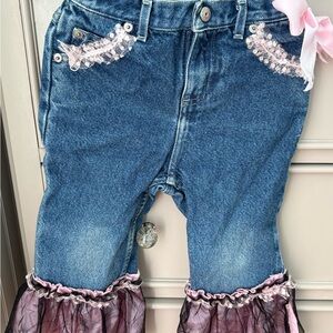 Super cute Pink and Brown detail Denim Bottoms